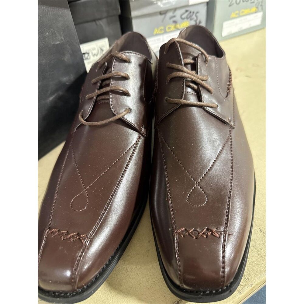 $129 Milano Moda Oxford Style Luxury Dress Shoes Office Wear Men's Size 10.5